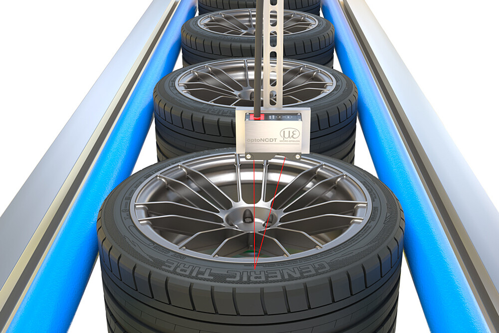 Abstandsüberwachung an schwarzem Gummi