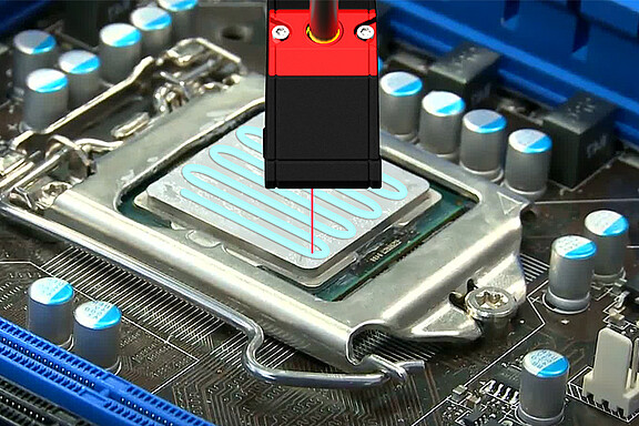 Messung des Wärmeleitpasten-Auftrags  