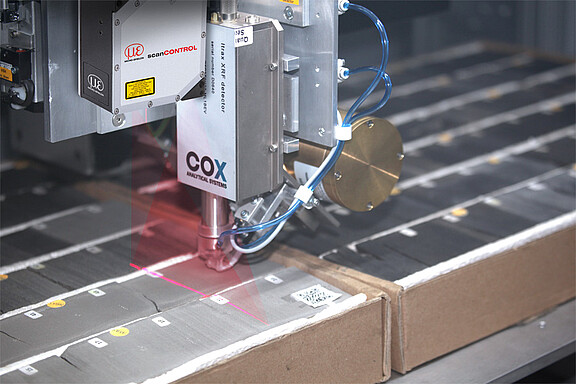 Distance-measuring detectors for examining drill cores  