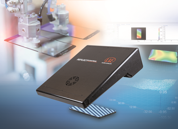 reflectCONTROL sensor with images in background showing examples of target surfaces