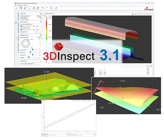 array of software screen shots showing capabilities of the 3DInspect software