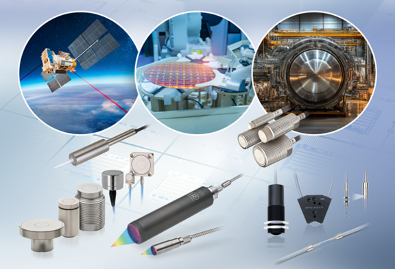 Selection of sensors on generic background with images of space, semiconductor and autoclave environments typical of vacuum applications